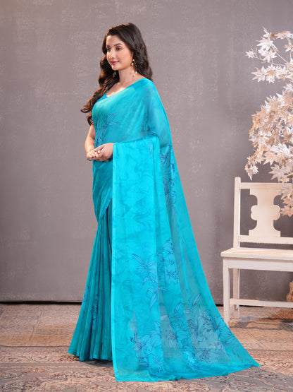 Vasthrlay Chiffon Classic Saree with decorative floral design