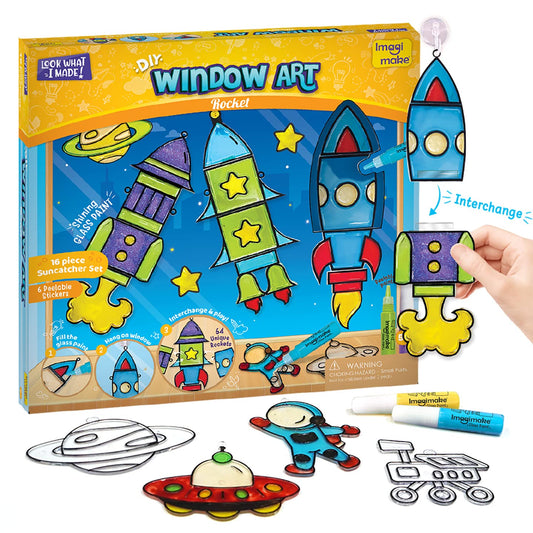 Imagimake Window Art - Rocket - 16 Pieces Glass Painting Set