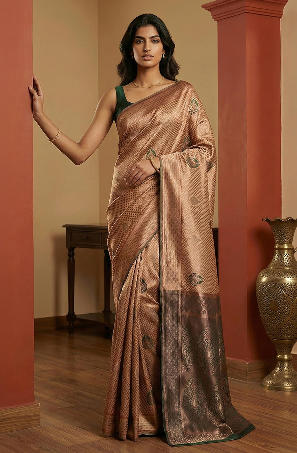 Vasthrlay Classic Printed Saree with elegant jacquard styling