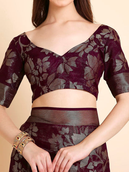 Vasthrlay Purple Traditional Saree for wedding and party wear styling