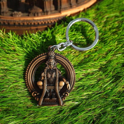 Lord Ayyappa Swamy Metal Keychain Antique Copper Finish