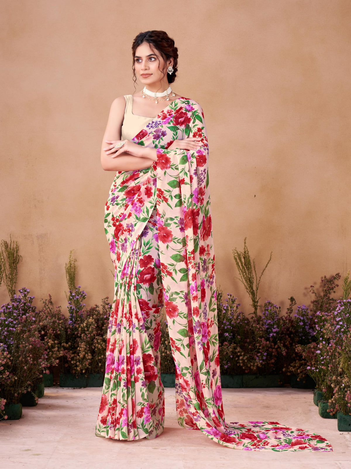 Vasthrlay Georgette Classic Saree with decorative printed design