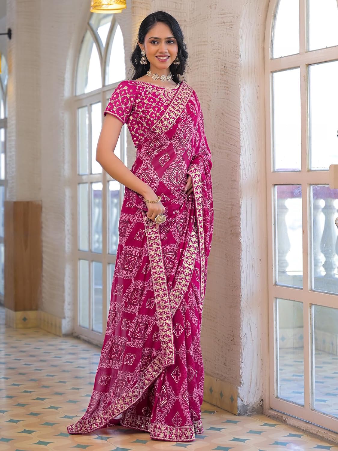 Vasthrlay Georgette Navy Blue Saree with decorative embroidery design