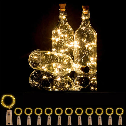 StarryMine Cork Bottle Lights 12 Pack 20 LED Battery Powered Warm White