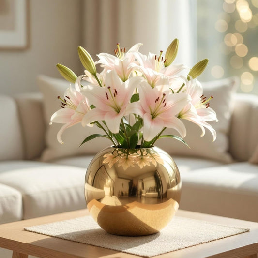 Behoma Metal Ball Round Vase for Home Decor Gold
