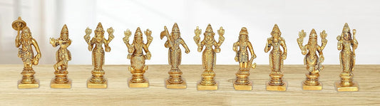 AONA brass Dashavatar Vishnu 10 avatars statue set