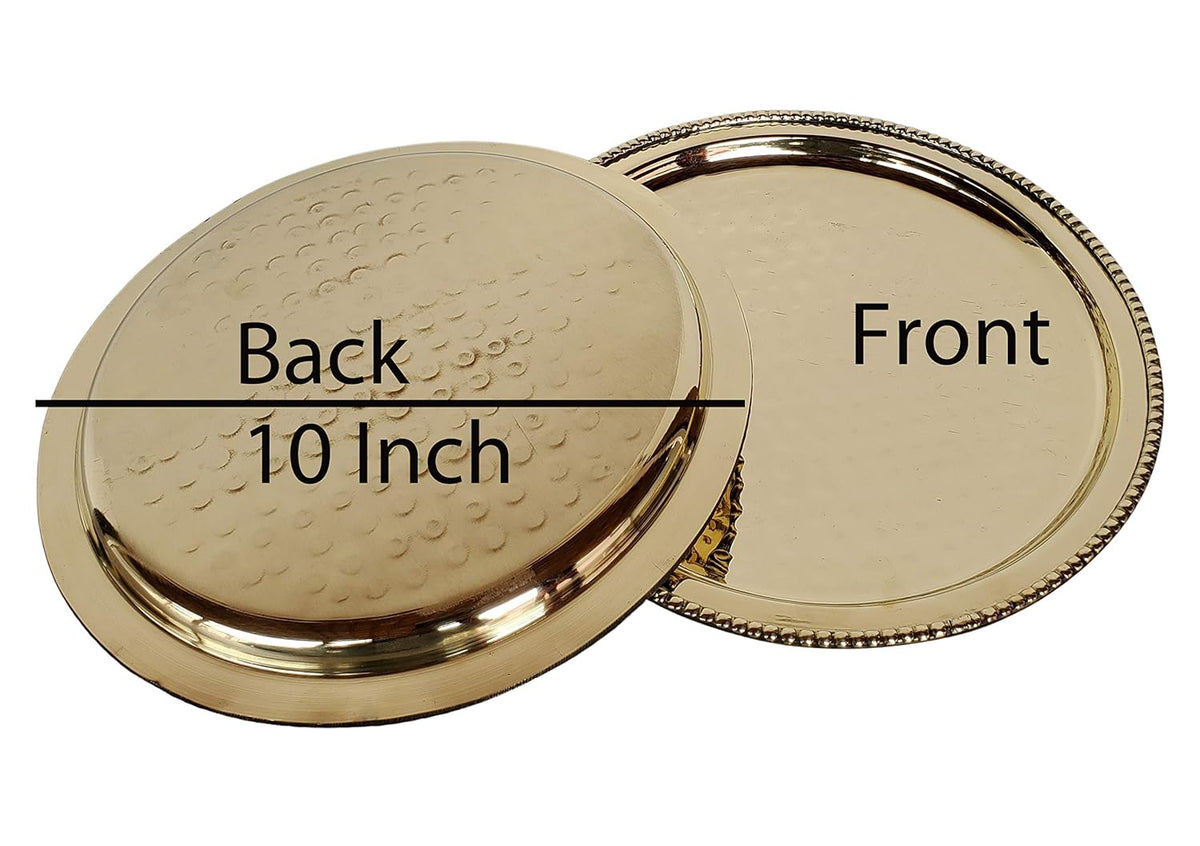 Brass Plate for Pooja, 10 Inch - PUSHMYCART