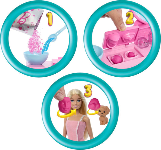 Barbie Face Mask Spa Playset with Doll Dough Masks Furniture and Pet Puppy