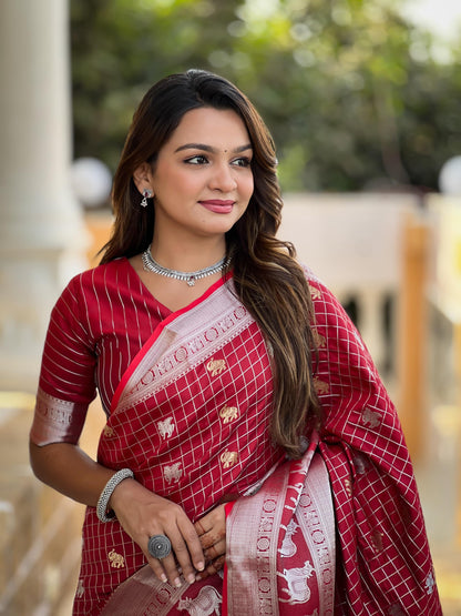 Vasthrlay Elephant Saree in Classic with refined ethnic ethnic appeal