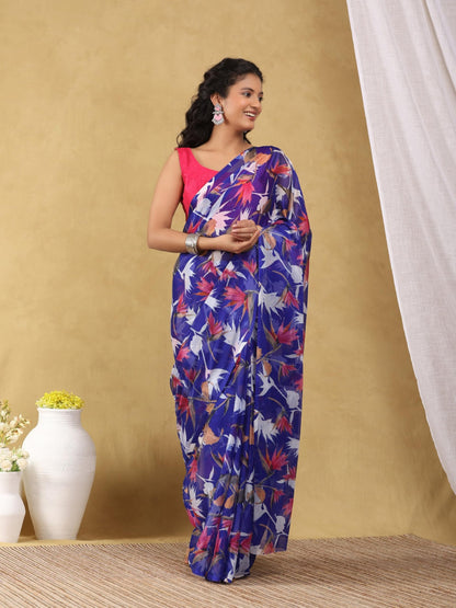 Vasthrlay Classic Floral Saree with elegant chiffon styling