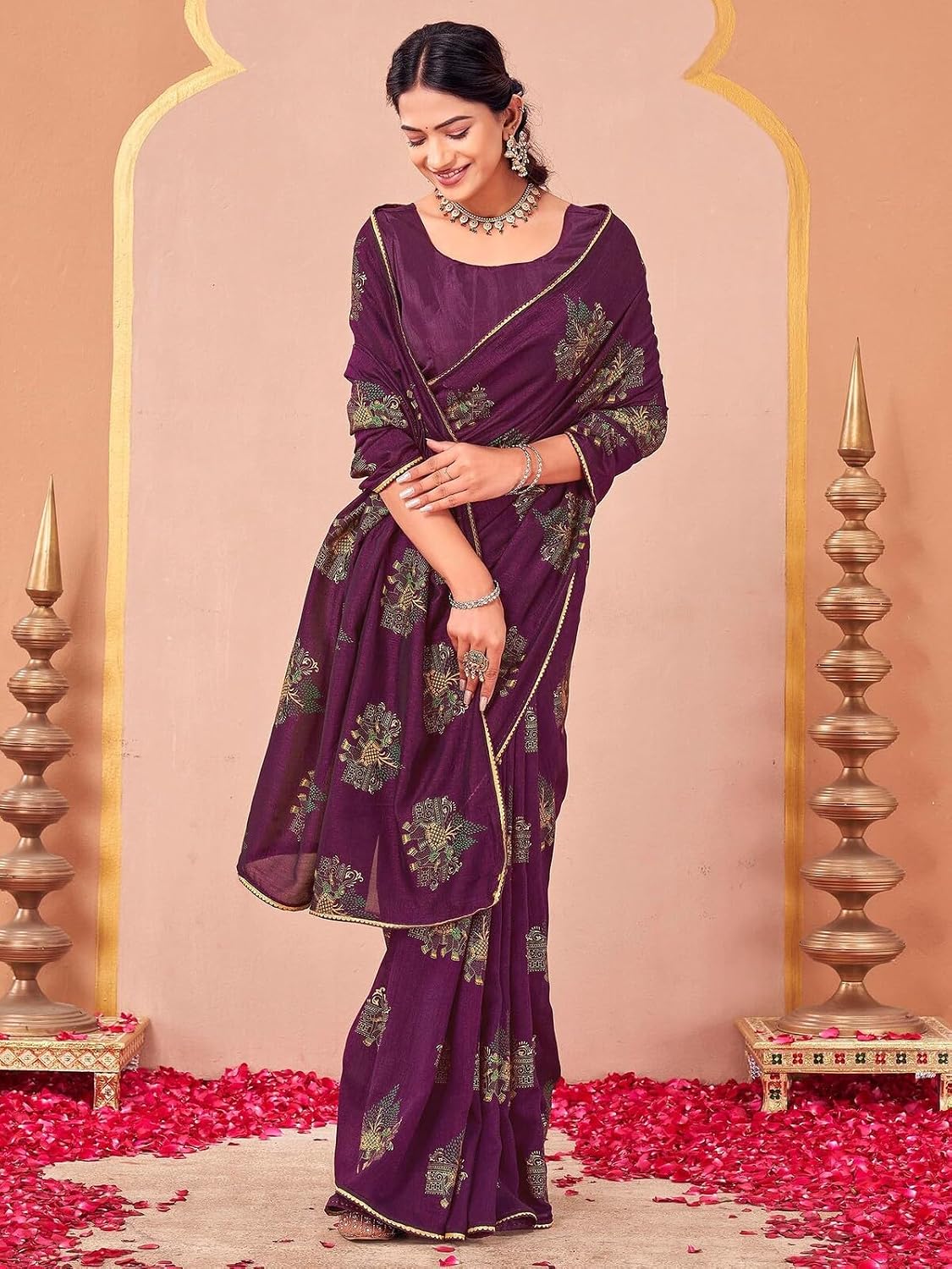 Vasthrlay ethnic saree in Maroon colour for festive occasions