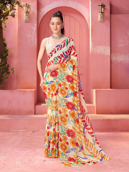 Vasthrlay Georgette Classic Saree with decorative printed design