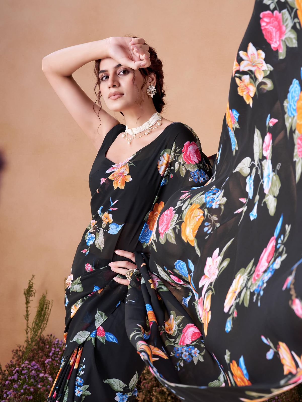 Vasthrlay Classic Printed Saree with elegant georgette styling
