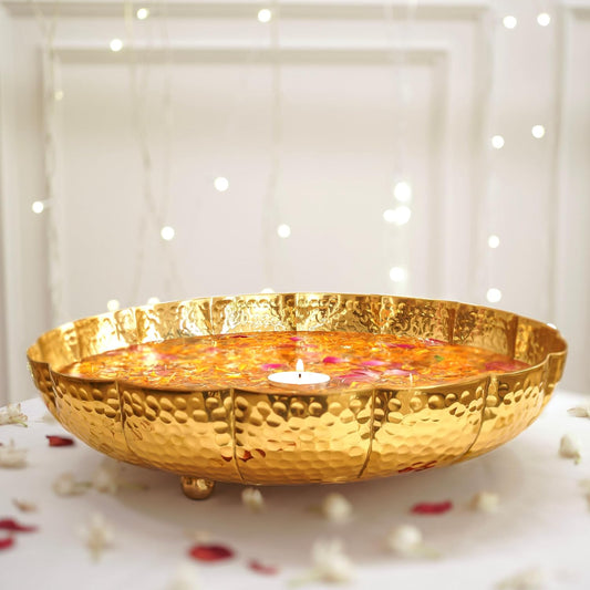 Behoma Golden Metal Lotus Design 12 Inch Urli
