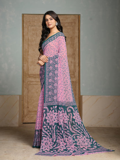 Vasthrlay Georgette Classic Saree with decorative floral design