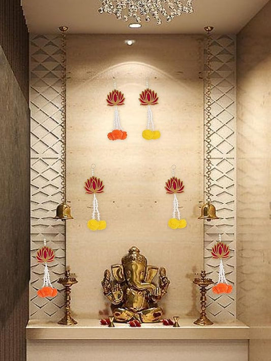 Handmade Lotus Artificial Flower Wall & Door Hanging - PUSHMYCART