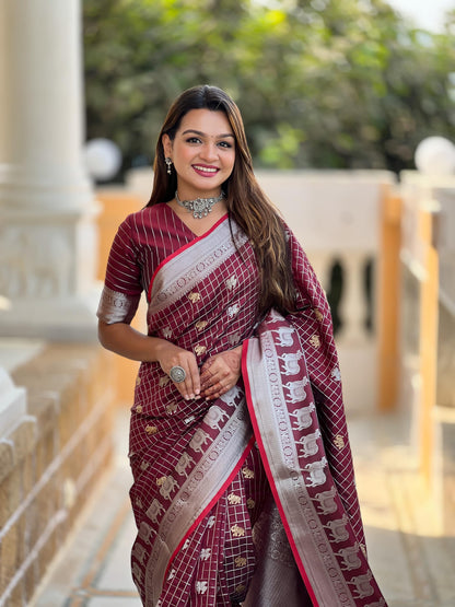 Vasthrlay Classic Elephant Saree with elegant ethnic styling
