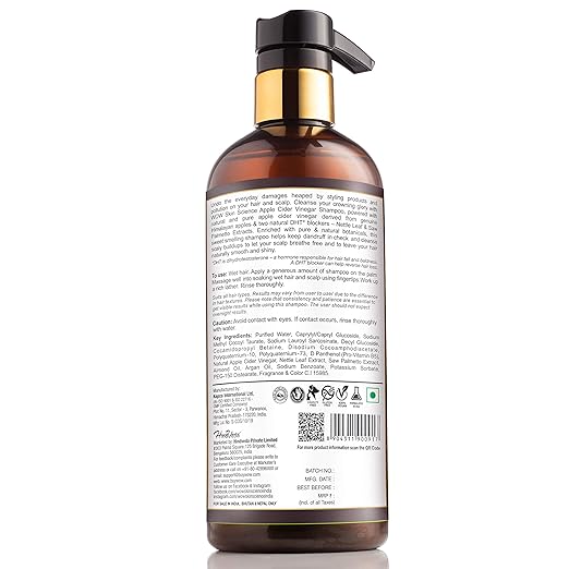 WOW Skin Science Apple Cider Vinegar Shampoo 500ml - PUSHMYCART
