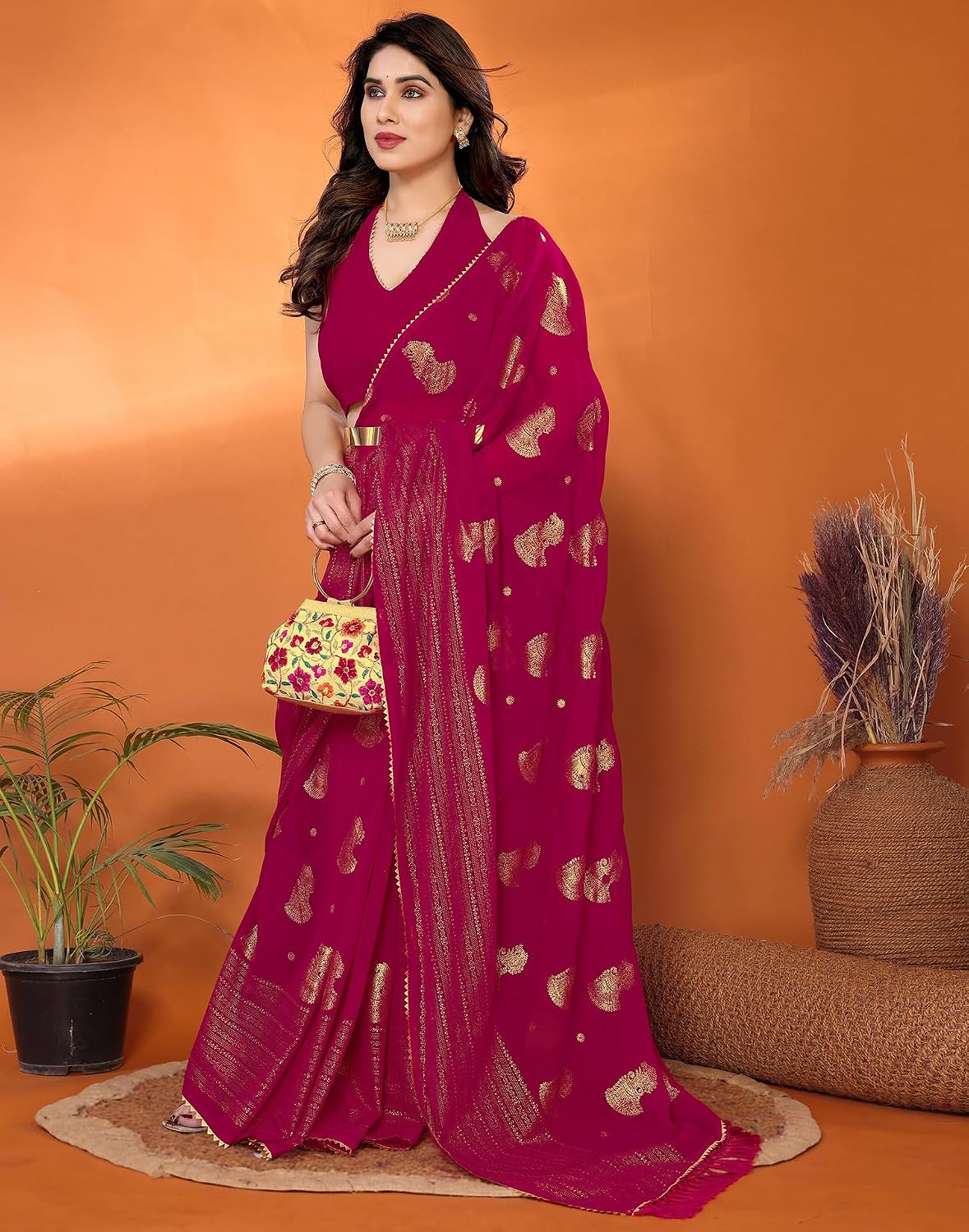 Vasthrlay Weaving saree design in Red traditional style