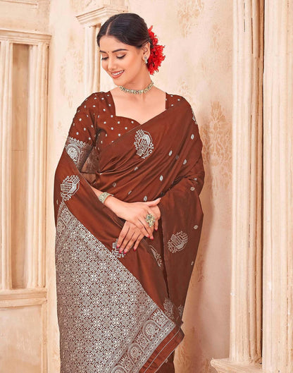 Vasthrlay Mustard Jacquard saree for ceremony and occasion wear