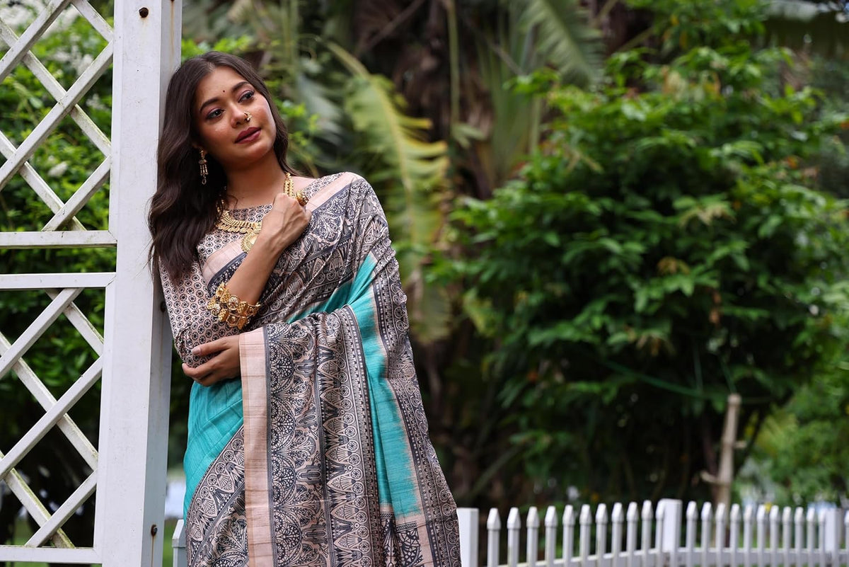 Vasthrlay Tussar Classic Saree with decorative Traditional design