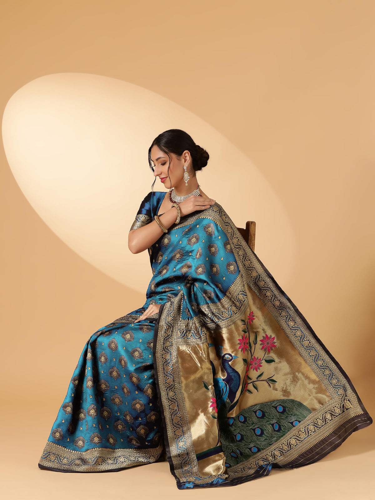 Vasthrlay Traditional Saree in Classic with refined paithani ethnic appeal