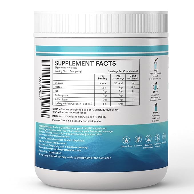 Inlife Hydrolyzed Fish Collagen Peptides Powder - PUSHMYCART