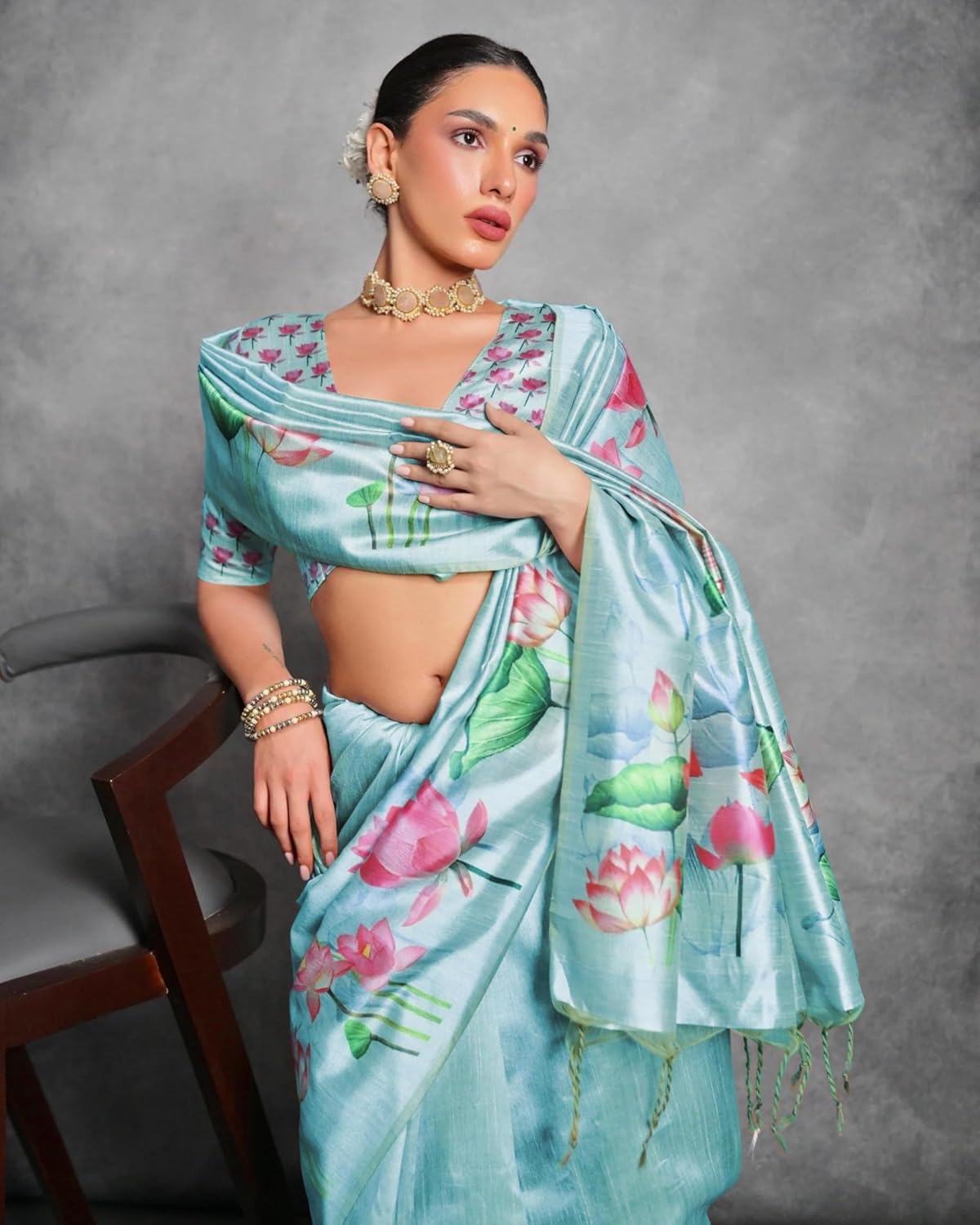 Vasthrlay Classic Traditional Saree with elegant Tussar Silk styling