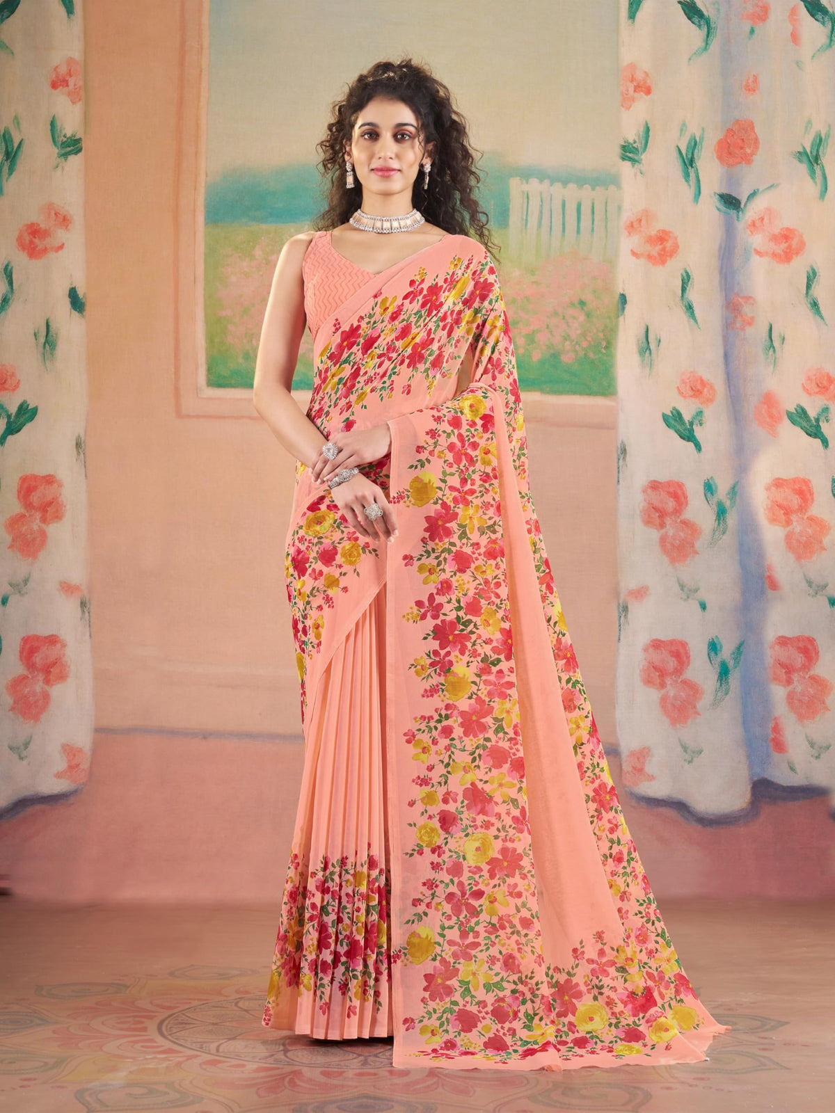 Vasthrlay Classic Printed Saree with elegant georgette styling