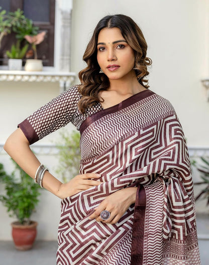 Vasthrlay Printed saree design in Maroon traditional style