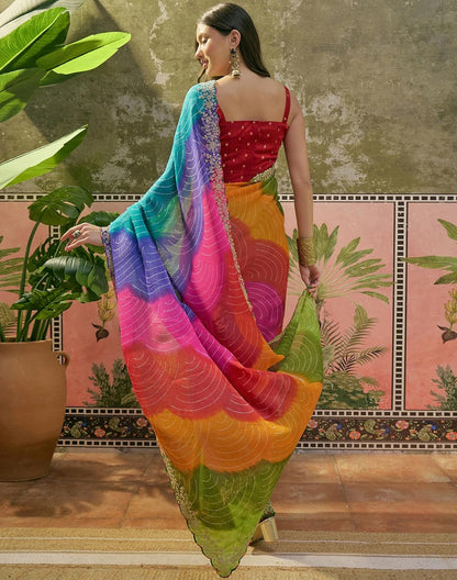 Vasthrlay Embroidery saree design in Lime Green traditional style