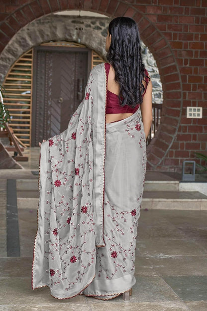 Vasthrlay Embroidery Saree in Black with refined ethnic appeal