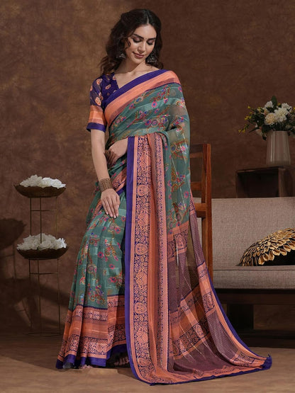 Vasthrlay Georgette Classic Saree with decorative traditional design