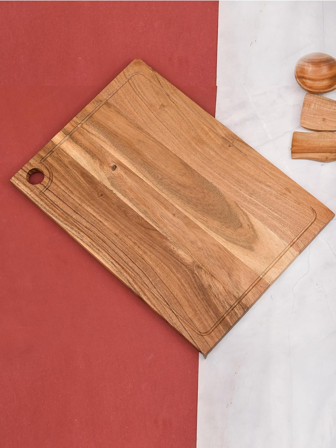Sanjeev Kapoor Handmade Acacia Wood Serving Platter Rectangular