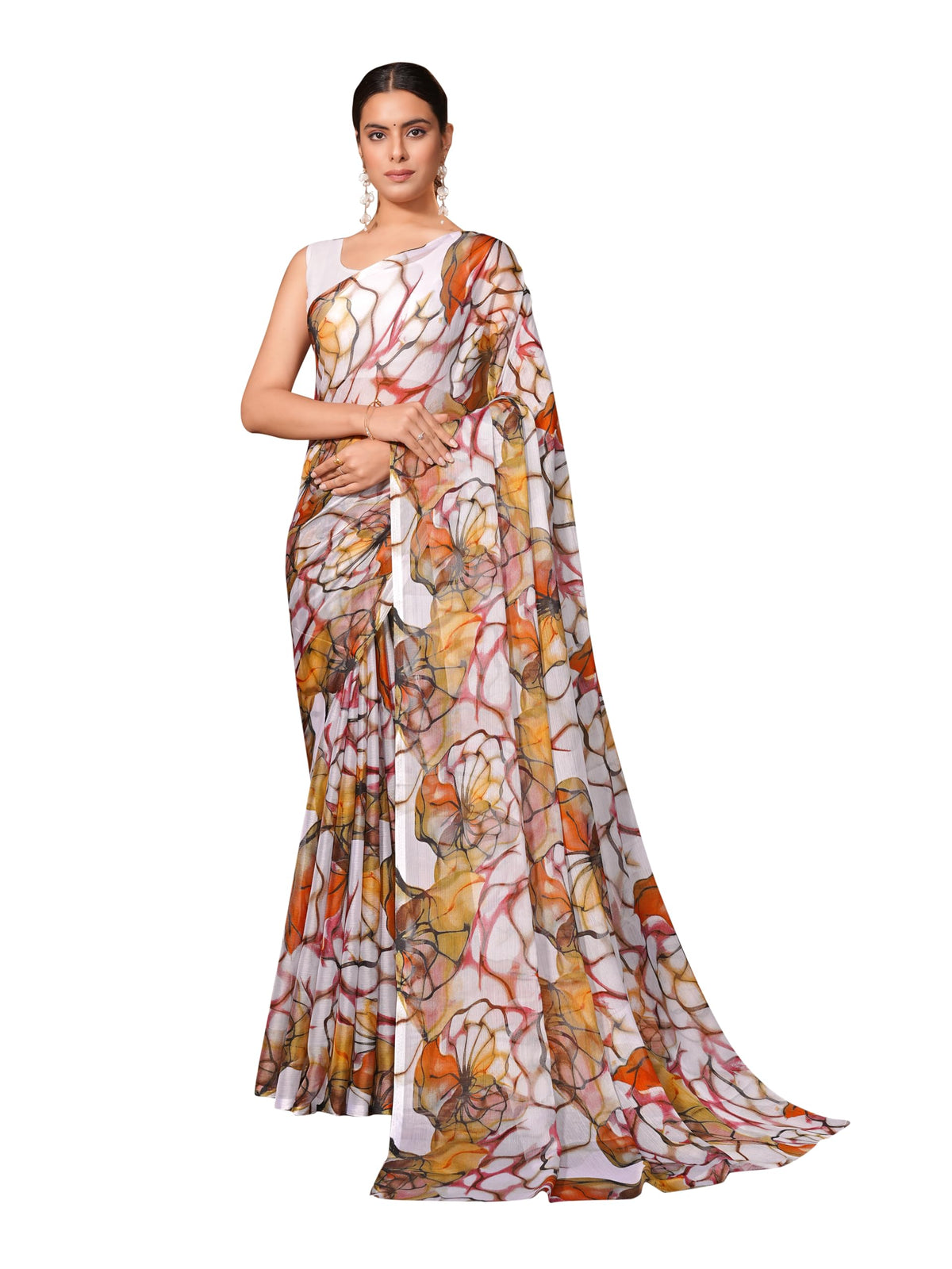 Vasthrlay Classic Chiffon Floral Saree for festive ethnic occasions