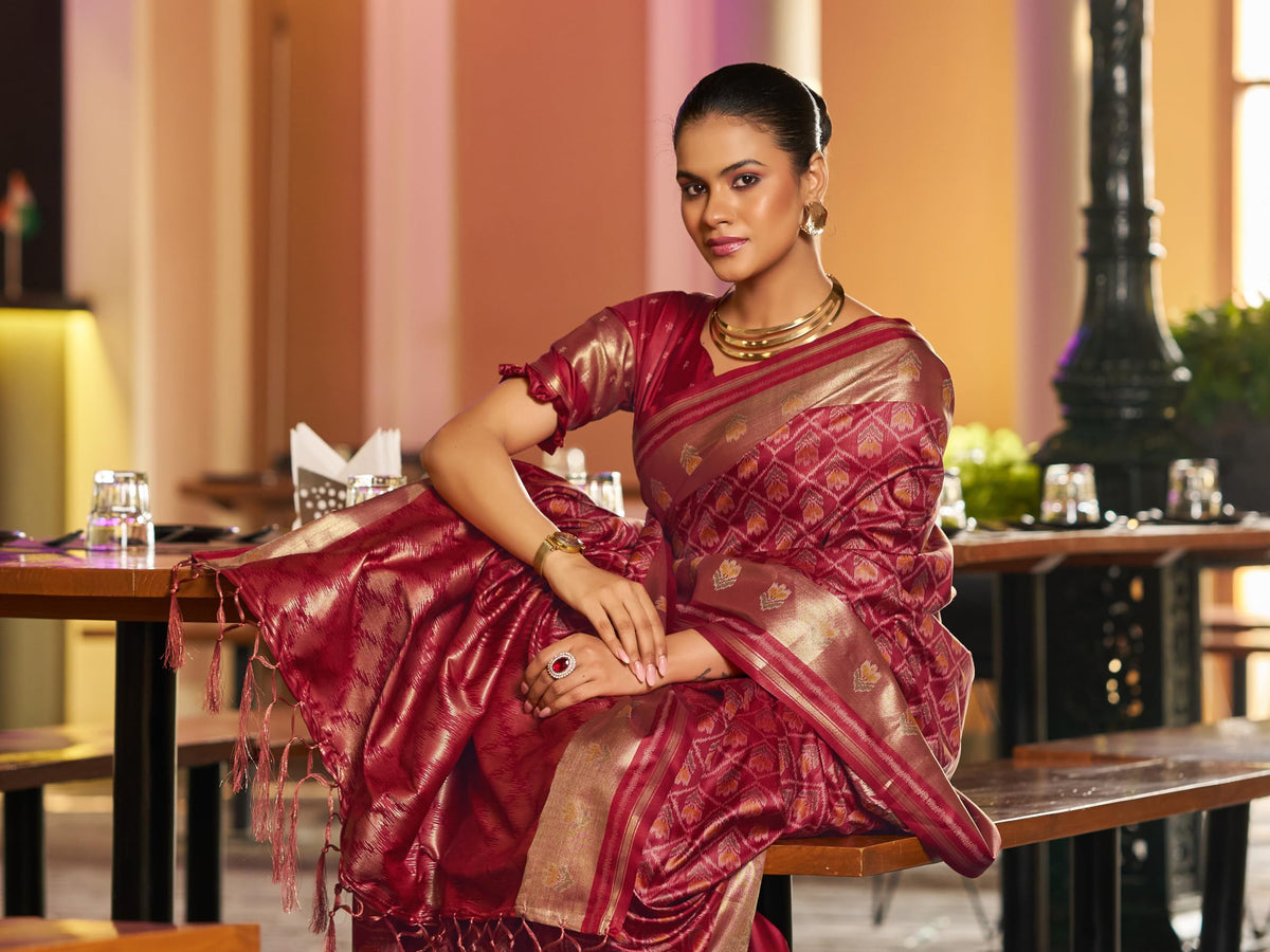 Vasthrlay Wedding Saree in Classic with refined patola ethnic appeal