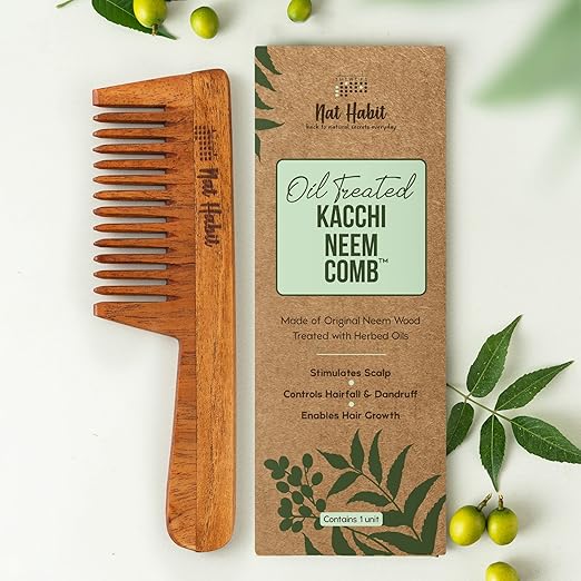 Nat Habit Wide Tooth Kacchi Neem Comb - PUSHMYCART