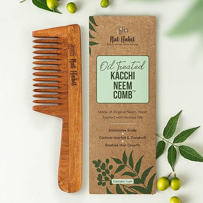 Nat Habit Wide Tooth Kacchi Neem Comb - PUSHMYCART