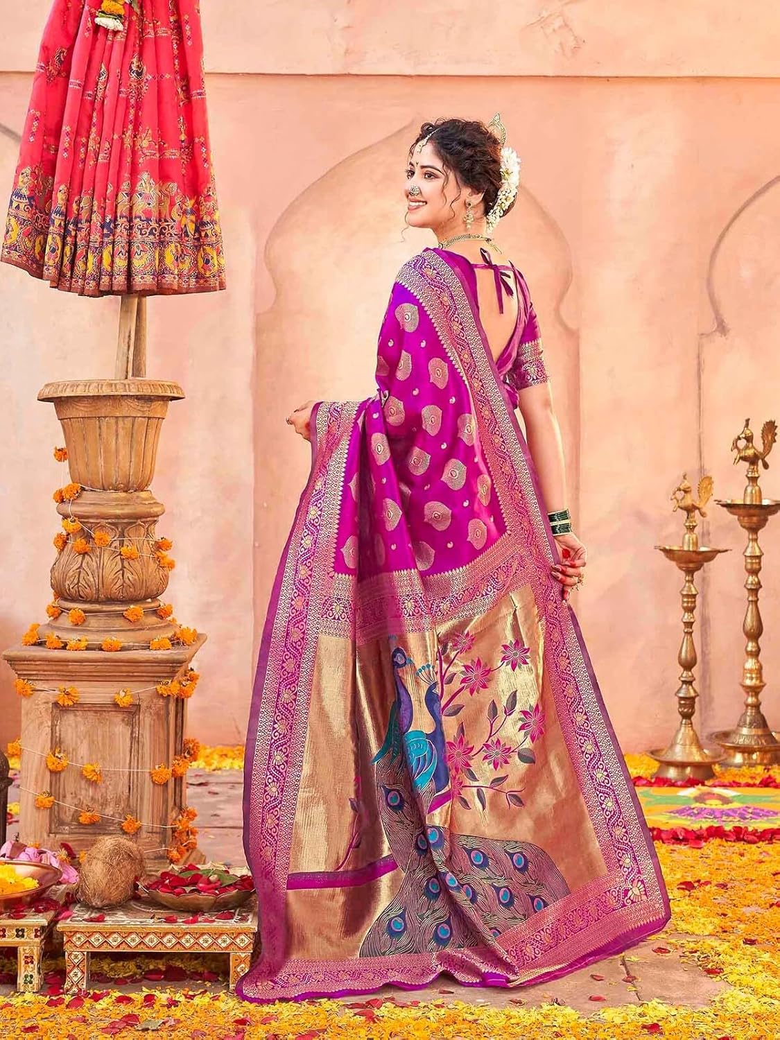 Vasthrlay Maroon Traditional Saree for wedding and party wear styling