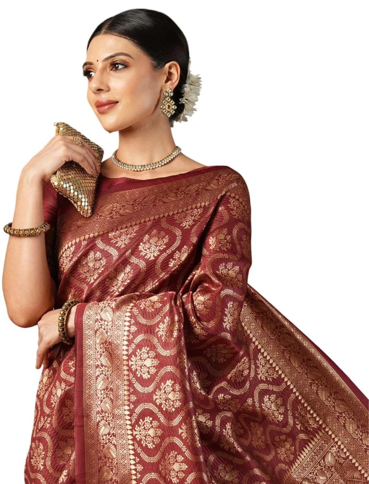 Vasthrlay Maroon Ethnic Traditional Saree for festive ethnic occasions