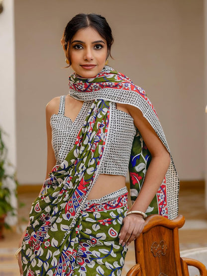 Vasthrlay Olive Traditional Saree for wedding and party wear styling