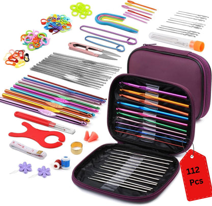 110 Pcs Crochet Hook Set and Knitting Needles Set - image 1