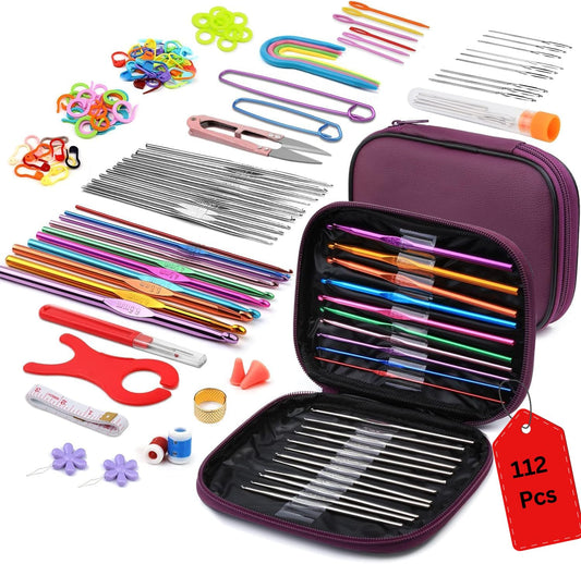110 Pcs Crochet Hook Set and Knitting Needles Set - image 1