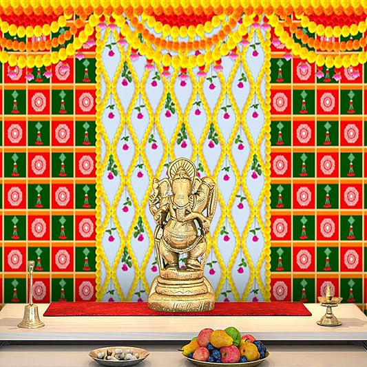 SATVIK  Fabric Backdrop for Pujan Decor - PUSHMYCART