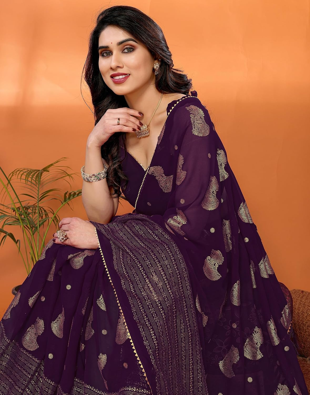 Vasthrlay Red Weaving saree for ceremony and occasion wear