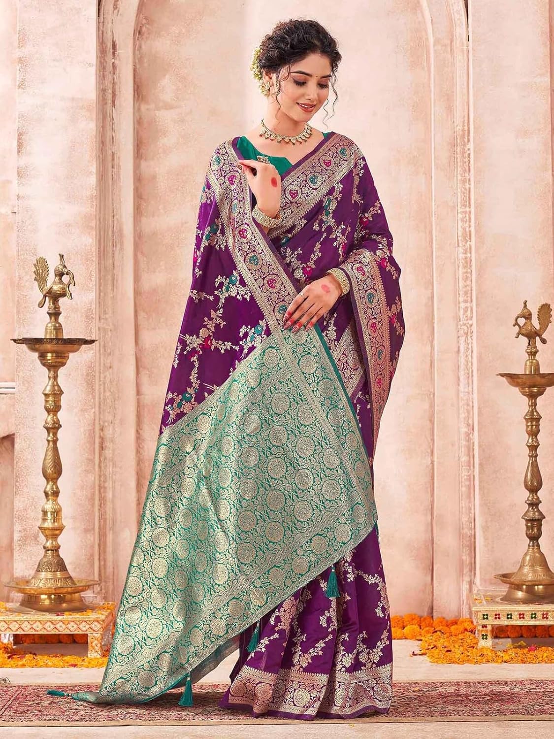Vasthrlay Banarasi Classic Saree with decorative traditional design