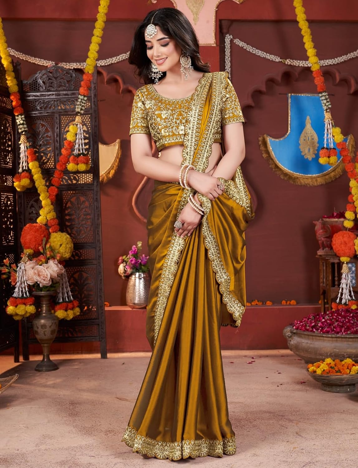 Vasthrlay Classic Embroidered Saree with elegant Ethnic styling