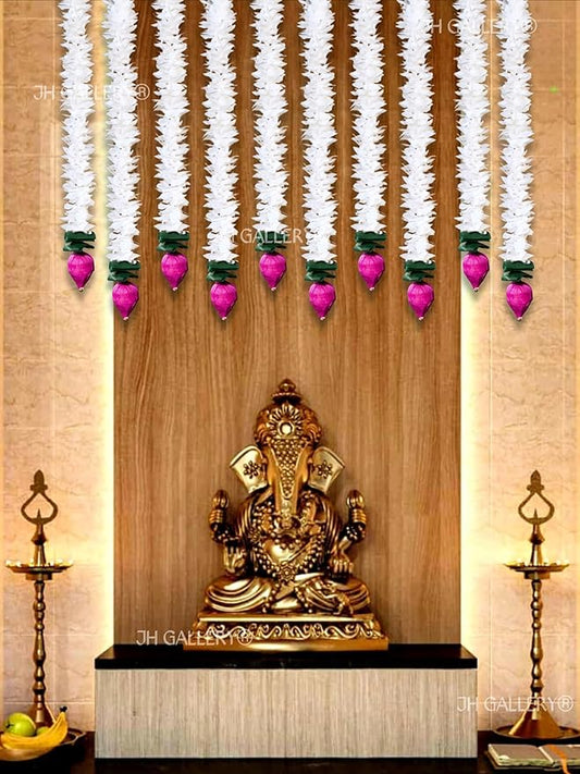 Handmade Lotus Artificial Flower Gajra Wall - PUSHMYCART