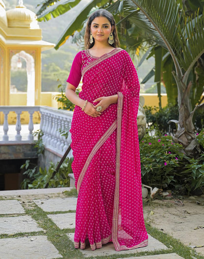 Vasthrlay Red saree with Embroidery styling and Georgette look