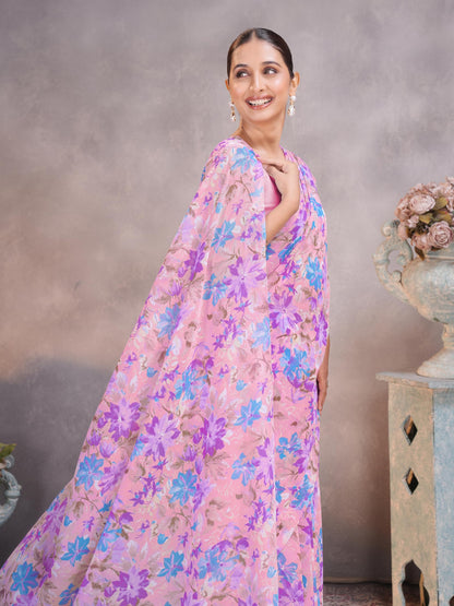 Vasthrlay Floral Saree in Classic with refined georgette ethnic appeal